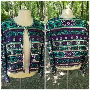 Vintage Laurence Kazar sequin beaded blazer jacket- PL